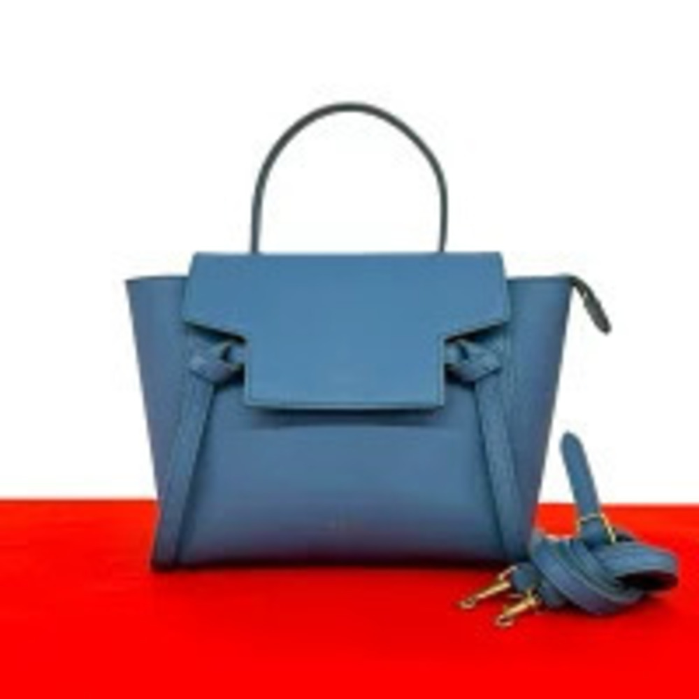 Celine Belt Body Waist Crossbody Bag Leather Shoulder Handbag Slate Blue
